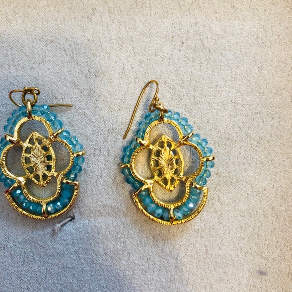 Blue crystal earrings. - Picture 2 of 2